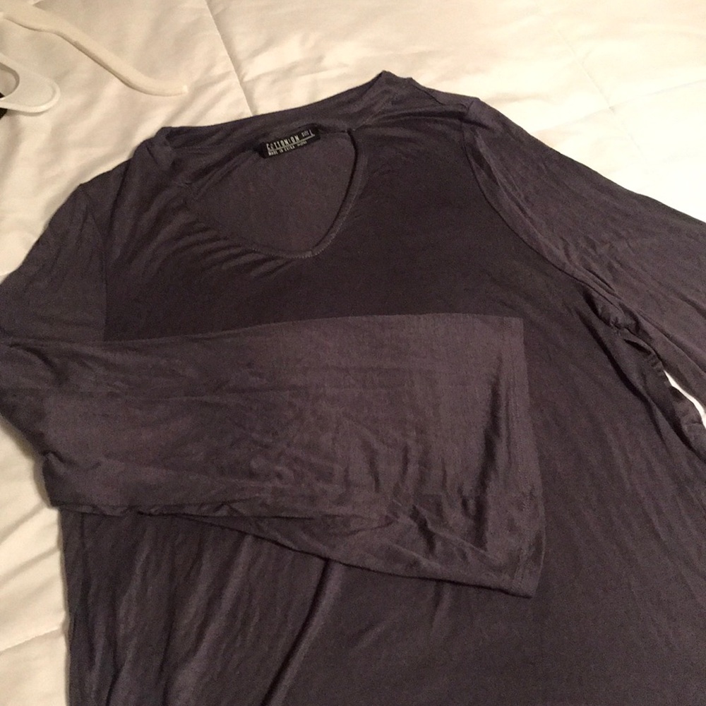 Dark grey long sleep shirt/scoop neck/Bell sleeves